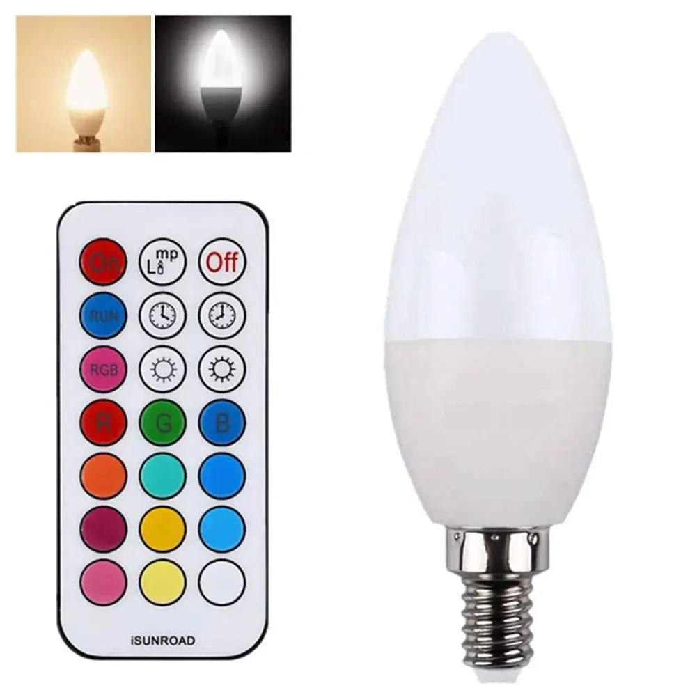 Hot Sales 3W E27/E14/E12/B22 RGB Color Changing LED Candle Light Bulb with Remote Control
Hot Sales 3W E27/E14/E12/B22 RGB Color Changing LED Candle Light Bulb with Remote Control