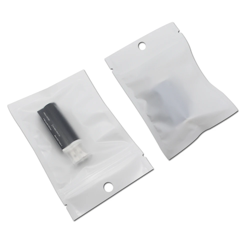 

200Pcs/lot Matte Clear Front White Plastic Zip Lock Packaging Bag with Hang Hole Crafts Sundries Self Seal Zipper Packing Bag