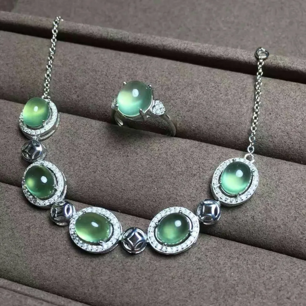 Natural green prehnite gem jewelry sets natural gemstone Bracelet ring 925 silver Stylish elegant round women party fine jewelry
Natural green prehnite gem jewelry sets natural gemstone Bracelet ring 925 silver Stylish elegant round women party fine jewelry