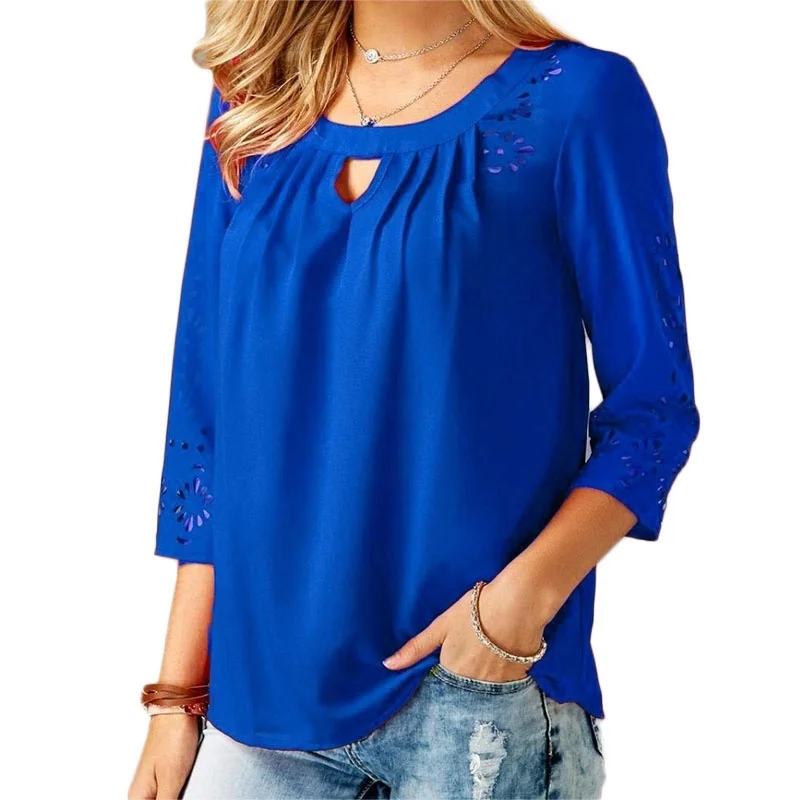 Tops Sexy V-neck Hollow out Ladies fashion 2021 Solid Color Loose Pleated shirts Pullover Chiffon Women Casual Blouse 90s
Tops Sexy V-neck Hollow out Ladies fashion 2021 Solid Color Loose Pleated shirts Pullover Chiffon Women Casual Blouse 90s