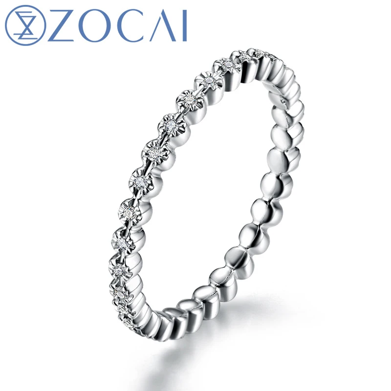 ZOCAI Natural 0.07 CT Certified Diamond Wedding Band Ring Round Cut Diamond 18K White Gold (Au750) W05284
ZOCAI Natural 0.07 CT Certified Diamond Wedding Band Ring Round Cut Diamond 18K White Gold (Au750) W05284