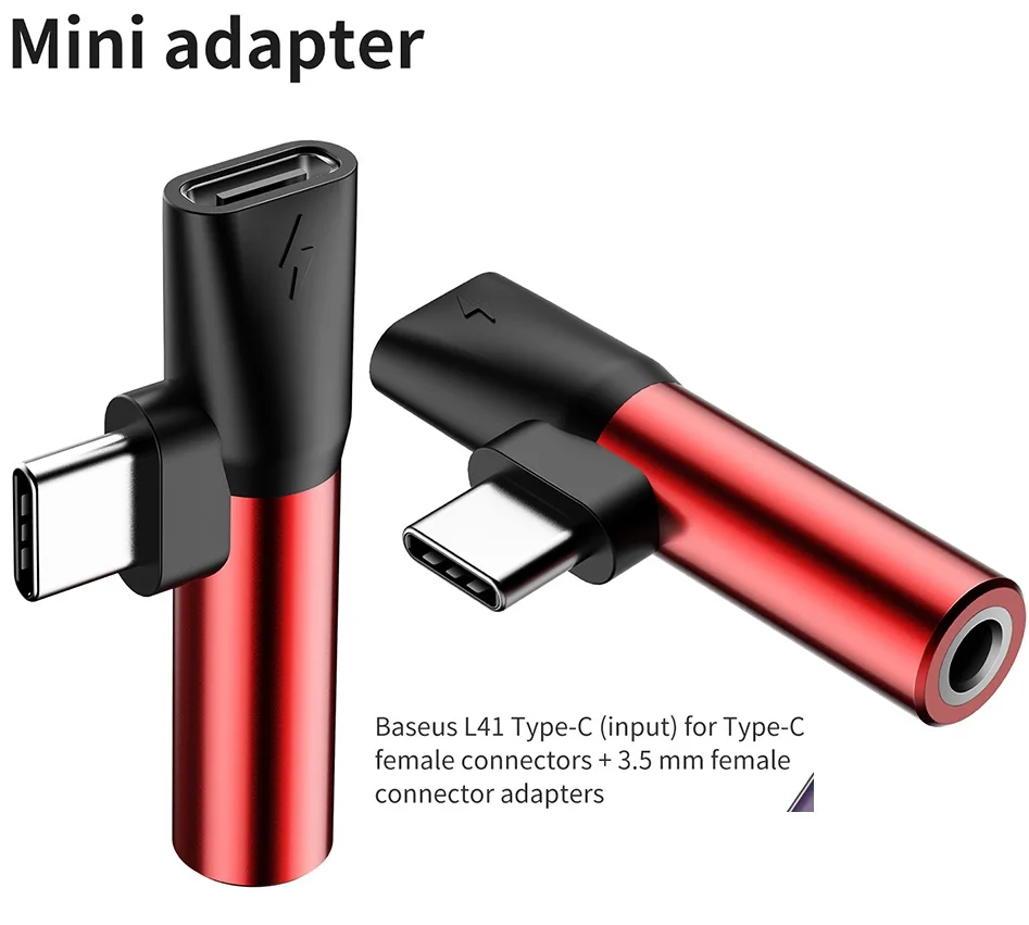 BASEUS type-C штекерные разъемы типа C + 3 5 мм Aux Наушники адаптер аудио сплиттер для samsung
