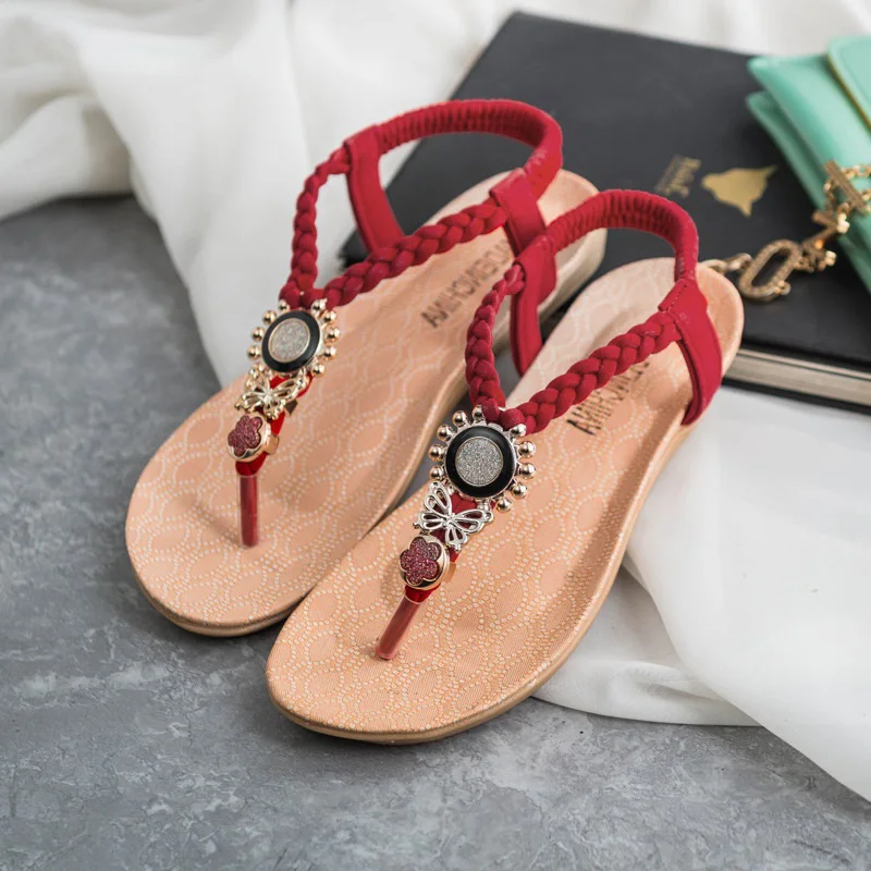 LAKESHI/обувь с Т образным ремешком женские летние сандалии на плоской подошве 2019 г.