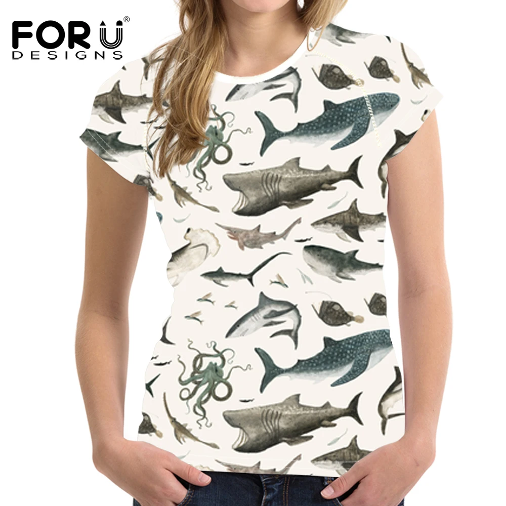 FORUDESIGNS Fashion T Shirt Women Shark Printing T-shirt Ladies Design Tee Shirt Femme Harajuku Tees Tops for Teen Girls Clothes
FORUDESIGNS Fashion T Shirt Women Shark Printing T-shirt Ladies Design Tee Shirt Femme Harajuku Tees Tops for Teen Girls Clothes