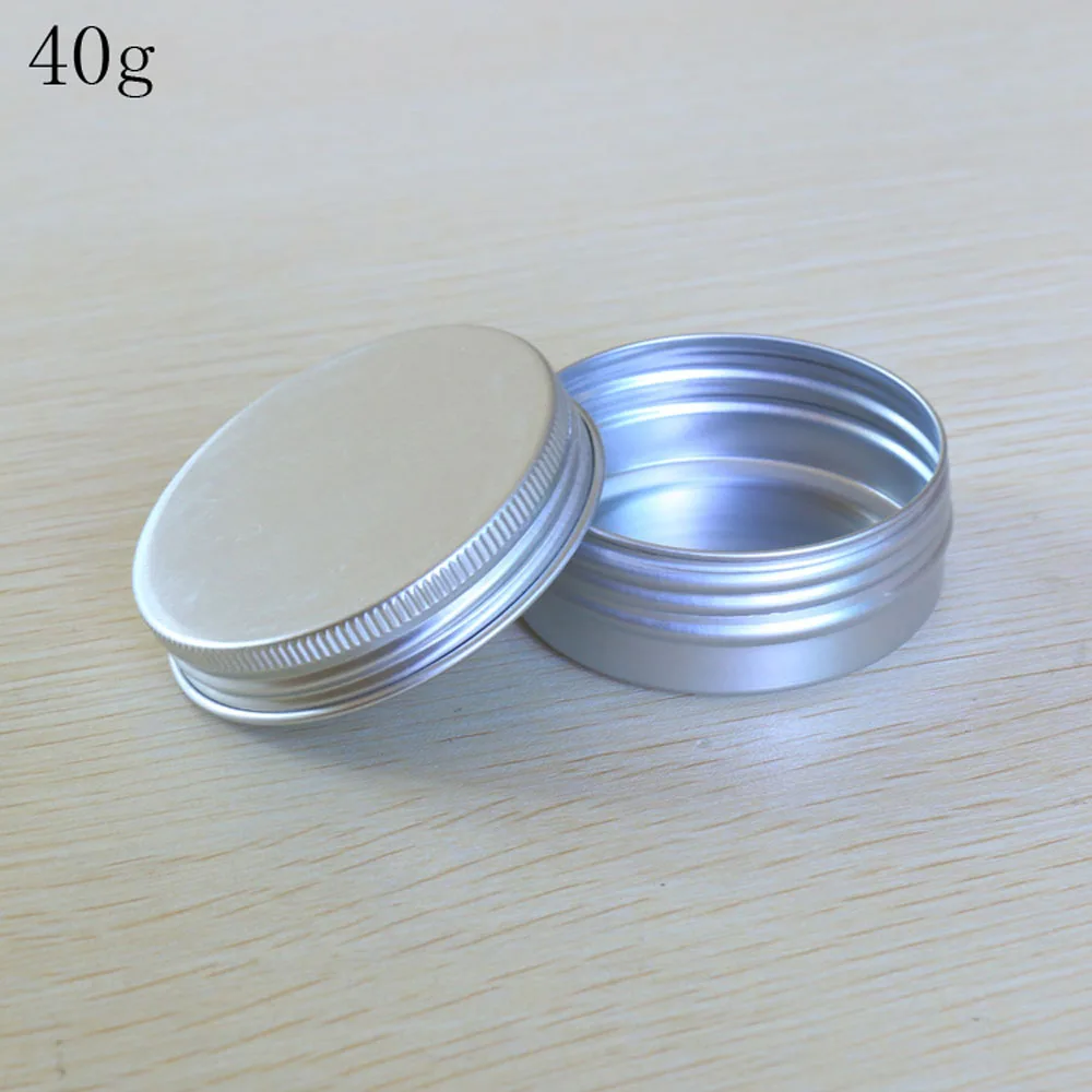 

100pcs 40g Aluminum jar metal cream jar, silver aluminum tin, metal Threaded cosmetic container
