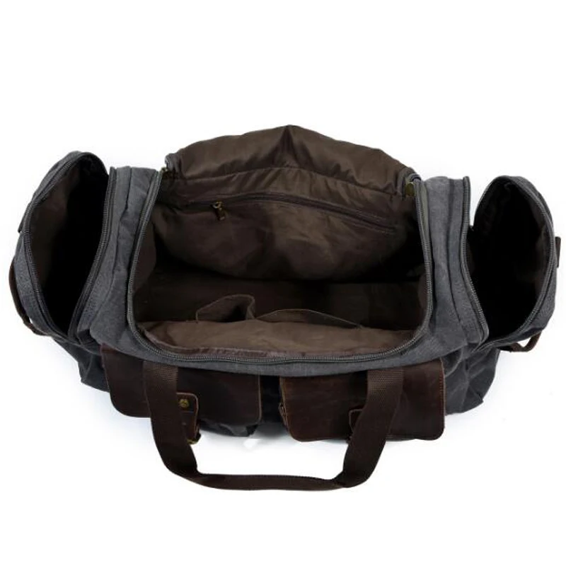 Careteilly Canvas Duffle Bag Oversized Leather Weekend Bags for Men and Women