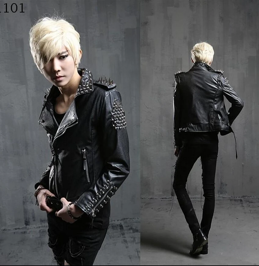 Free Shipping The New Men's Jacket Slim Costumes Punk Fashion Personality Rivet Pu Leather Tide Line / M-xxl
Free Shipping The New Men's Jacket Slim Costumes Punk Fashion Personality Rivet Pu Leather Tide Line / M-xxl