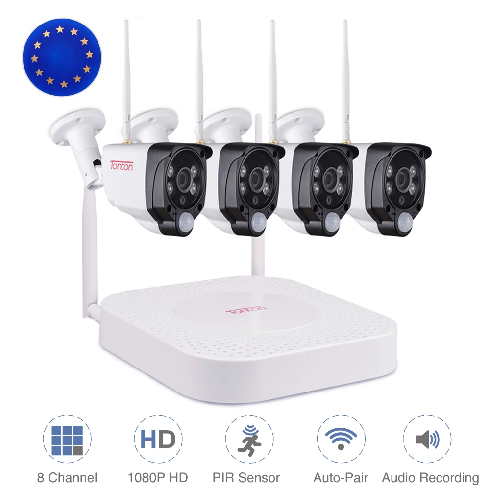 Tonton 1080P Wireless Security camera system 8CH NVR Audio Record 2MP Outdoor Wifi IP CCTV Cameras PIR Sensor Surveillance Kits
Tonton 1080P Wireless Security camera system 8CH NVR Audio Record 2MP Outdoor Wifi IP CCTV Cameras PIR Sensor Surveillance Kits