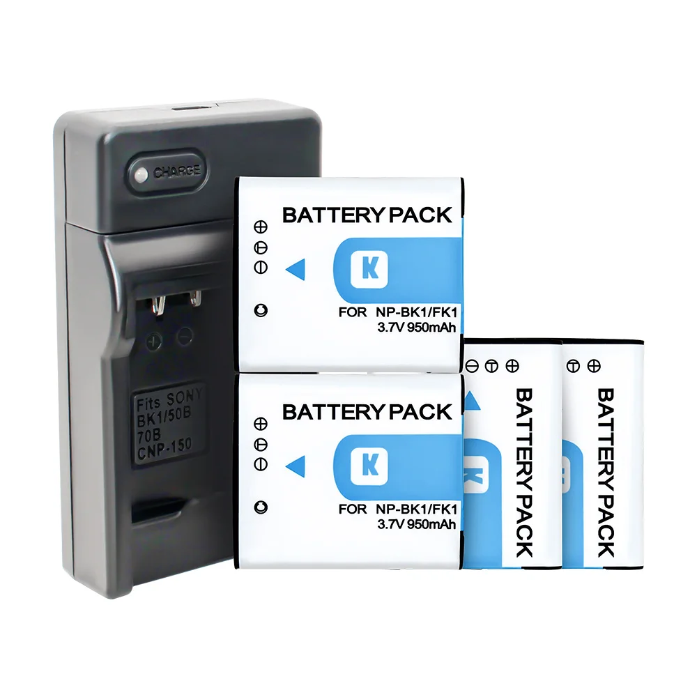 4x аккумуляторная батарея NP BK1 FK1 и 1x USB зарядное устройство для Sony DSC W190 S750 S780 S950 S980