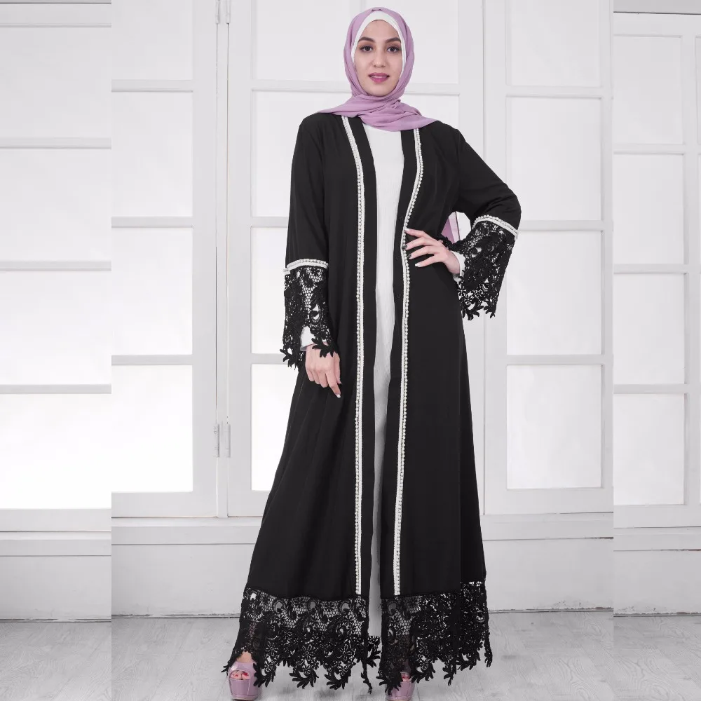 Women Fashion Long Muslim Dress Black White Plus Size XXL Cardigan Abaya Dress Patchwork Beading Lace Islamic Hijab Dress
Women Fashion Long Muslim Dress Black White Plus Size XXL Cardigan Abaya Dress Patchwork Beading Lace Islamic Hijab Dress
