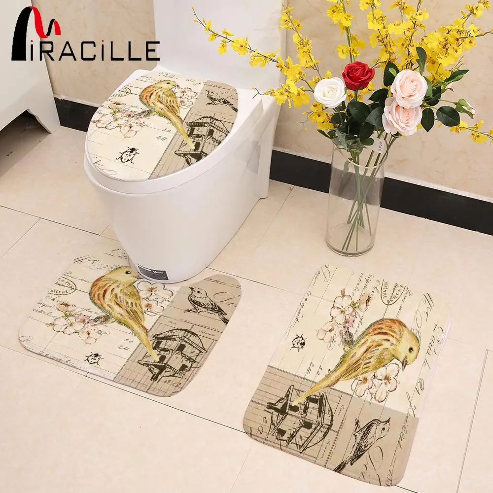 Miracille Chinese Vintage Birds Printed Warmer Rug Toilet Seat Cover Bathroom Mat Set 3pcs Decorations for Home New Year Decor
Miracille Chinese Vintage Birds Printed Warmer Rug Toilet Seat Cover Bathroom Mat Set 3pcs Decorations for Home New Year Decor