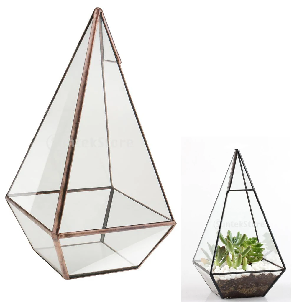 New Handmade Bonsai Pyramid Glass Geometric Terrarium Box Tabletop Succulent Planter Copper Flower Pot Home Garden Decoration
New Handmade Bonsai Pyramid Glass Geometric Terrarium Box Tabletop Succulent Planter Copper Flower Pot Home Garden Decoration