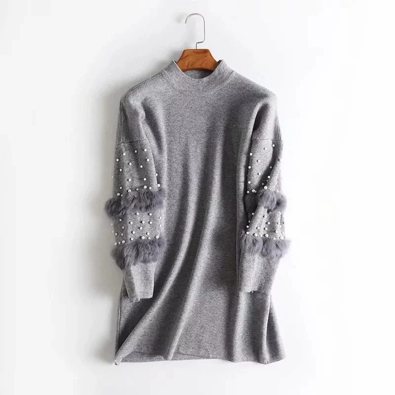 Милый вышитый бисером пуловер с круглым вырезом свитер mori girl | Женская одежда