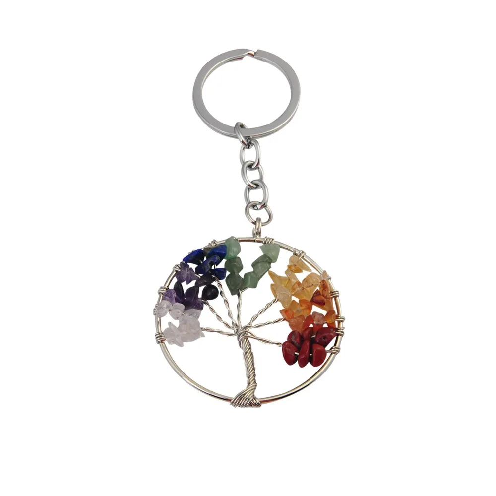 Vintage Pendant Chakra Tree Of Life Tassel Keychain Crystal Natural Stone Ladies Jewelry 2018 | Украшения и аксессуары
