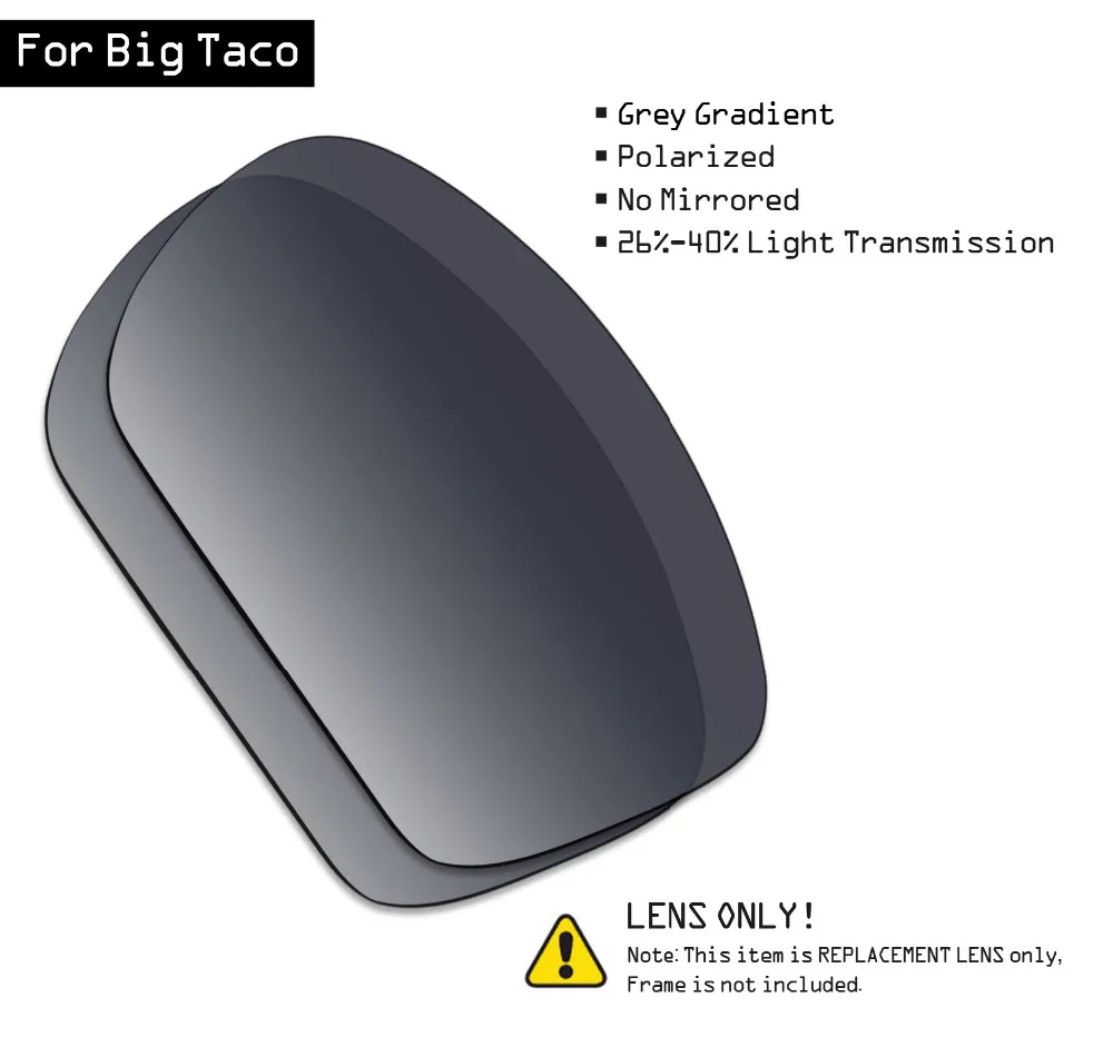 Поляризованные солнцезащитные очки SmartVLT, Сменные линзы для Oakley Big Taco-серый градиентный оттенок
Поляризованные солнцезащитные очки SmartVLT, Сменные линзы для Oakley Big Taco-серый градиентный оттенок