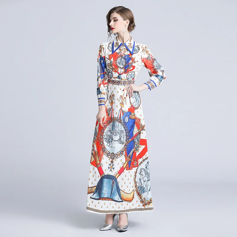 Женское модельное дизайнерское платье 2018 винтажное в стиле барокко с воином