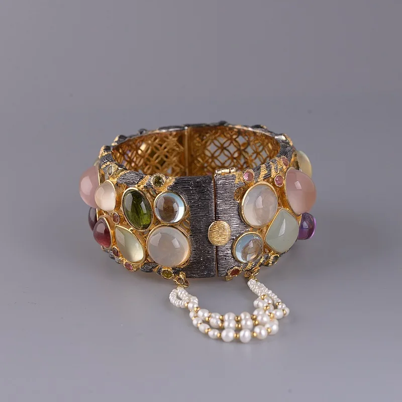 BOCAI S925 Sterling Silverbracelet Female Fashion Expensive Gas Color Bracelets Tourmaline Furong Thai Silver Bracelet
BOCAI S925 Sterling Silverbracelet Female Fashion Expensive Gas Color Bracelets Tourmaline Furong Thai Silver Bracelet