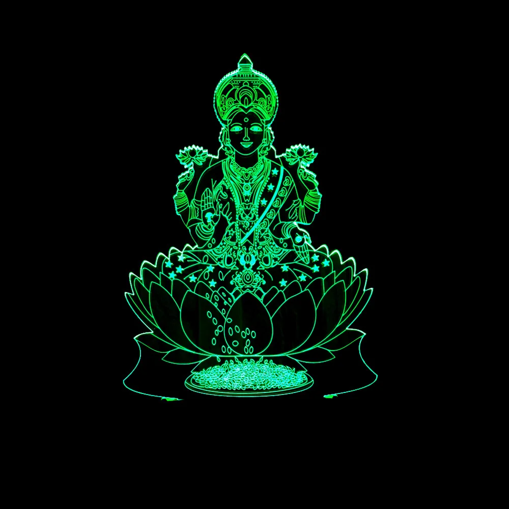 3D ночсветильник в форме бога богатства из Индии лампа с USB акриловая креативная