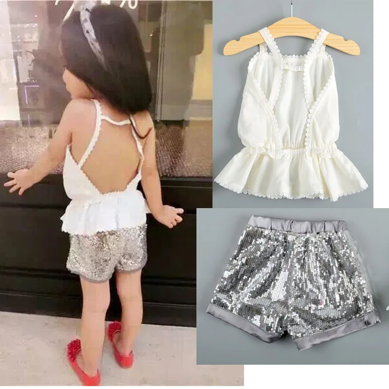 Summer New Baby Clothes Lovely Set Design T-Shirt+Silver Shorts Baby Girl Clothes Backless T-Shirt Girls Clothes Sets
Summer New Baby Clothes Lovely Set Design T-Shirt+Silver Shorts Baby Girl Clothes Backless T-Shirt Girls Clothes Sets