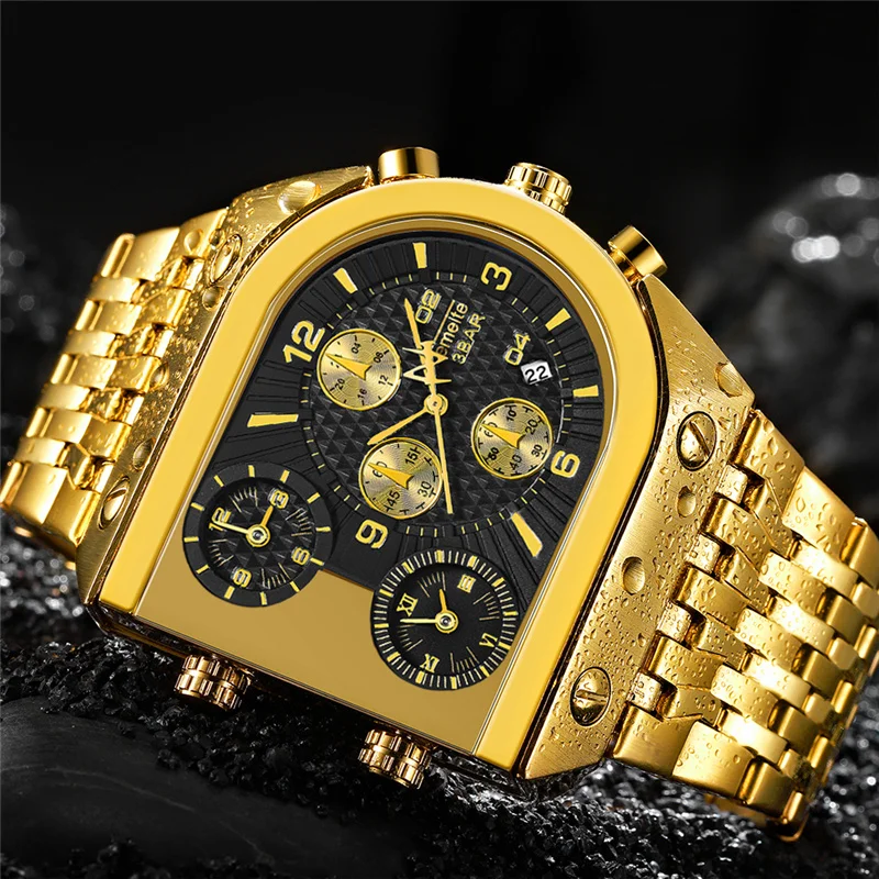 TEMEITE фантастический дизайн золотые часы Для мужчин Элитный бренд мужской