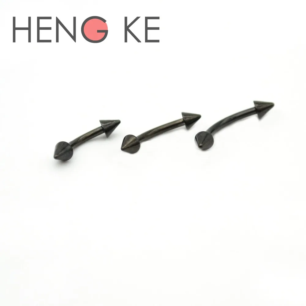 HENGKE Black Titanium Anodized Eyebrow Ring Lip Tragus Labret STEEL CURVE BAR PIERCING JEWELRY 2.5mm Cone | Украшения и