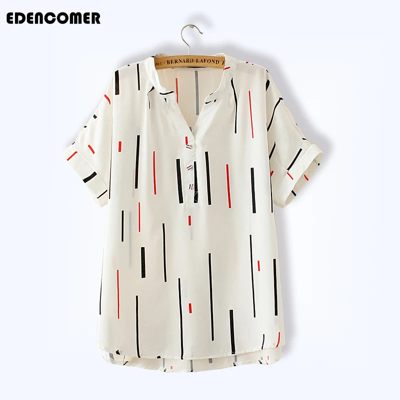 New Irregular Striped V-collar Short-sleeved Shirt In Summer of 2019 Office Lady Plus Size Blouses Tops women shirts
New Irregular Striped V-collar Short-sleeved Shirt In Summer of 2019 Office Lady Plus Size Blouses Tops women shirts