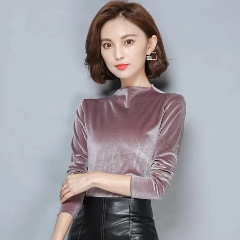 New Autumn women long sleeve half turtleneck velvet blouse Solid velour shirt office lady elegant tops winter basic blouse
New Autumn women long sleeve half turtleneck velvet blouse Solid velour shirt office lady elegant tops winter basic blouse