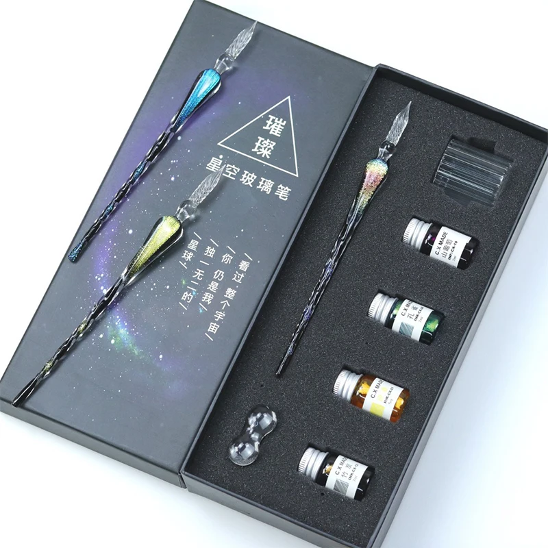 Star glass pen dipped in fountain pen gift box students use golden pastel ink dipped fountain pen creative glass pen
Star glass pen dipped in fountain pen gift box students use golden pastel ink dipped fountain pen creative glass pen