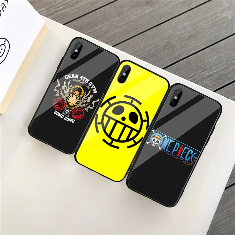 Цельный стеклянный чехол GYKZ для iPhone 7 XS MAX XR 8 6 6s Plus японский аниме мультфильм Луффи