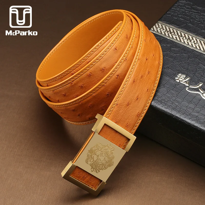 McParko Noble Ostrich Leather Belt Men Genuine Leather Belts Metal Lion Buckle Design Animal leather Waist Belt Yellow Blue
McParko Noble Ostrich Leather Belt Men Genuine Leather Belts Metal Lion Buckle Design Animal leather Waist Belt Yellow Blue