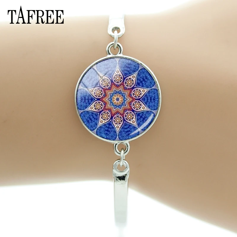 Индийские серьги TAFREE Henna браслет с мандалой модные женские браслеты серебряного