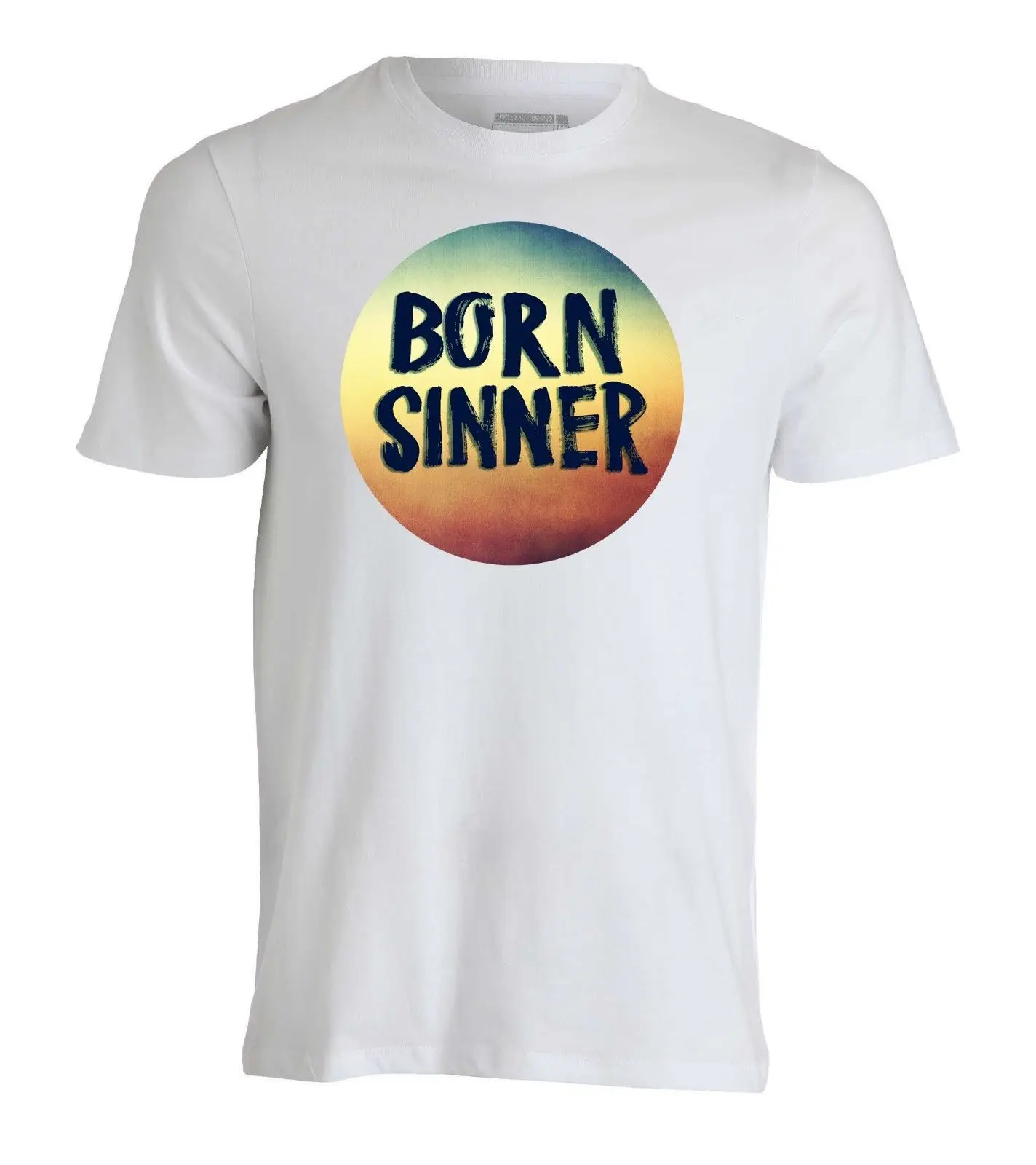 Родился sinner Графический Для мужчин белая футболка Размеры S XXL|Мужские футболки| |