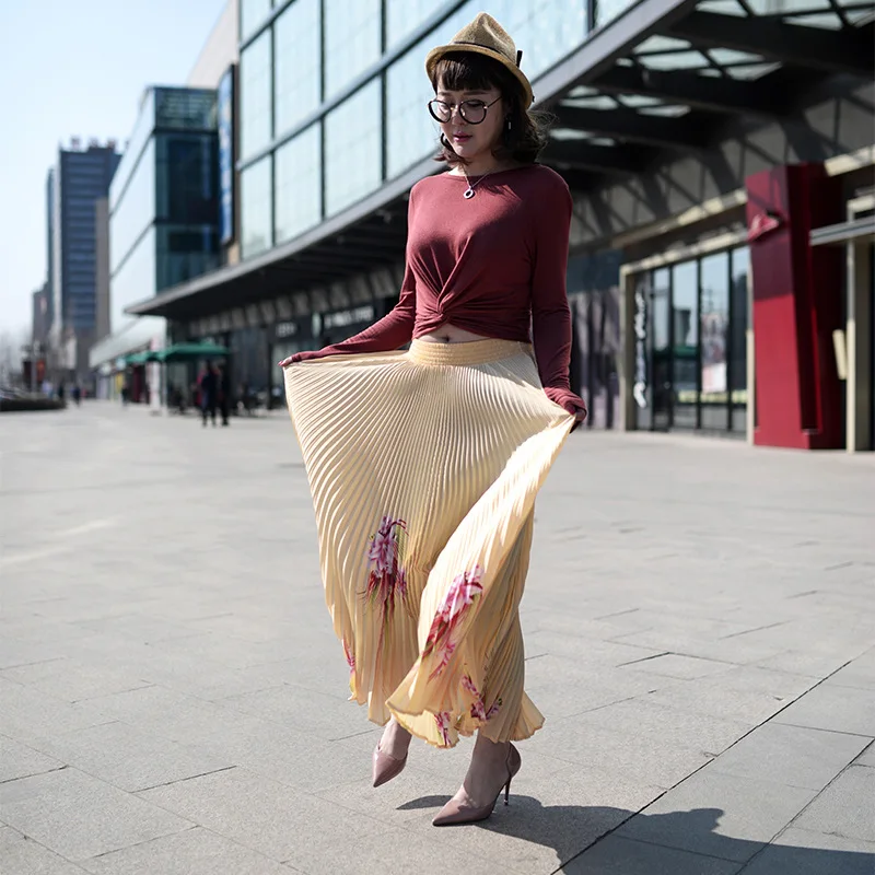 Women Long Chiffon Skirts Summer Pleated Skirt Printed Flower Faldas Bohemian Skirt Womens
Women Long Chiffon Skirts Summer Pleated Skirt Printed Flower Faldas Bohemian Skirt Womens