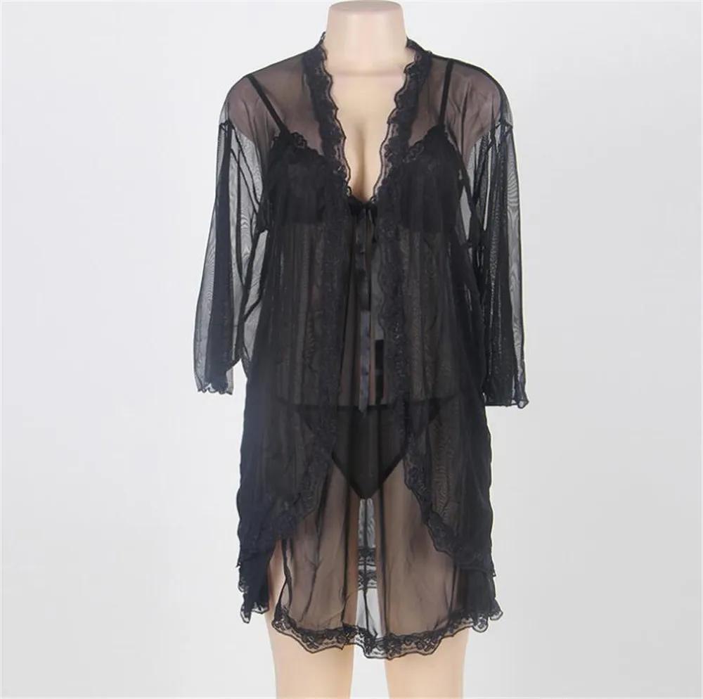 Gauze Camisole Cardigan Loose coat Pajamas 2 Piece Set Dew sexy lingerie plus size lenceria babydoll vestido transparente dress
Gauze Camisole Cardigan Loose coat Pajamas 2 Piece Set Dew sexy lingerie plus size lenceria babydoll vestido transparente dress