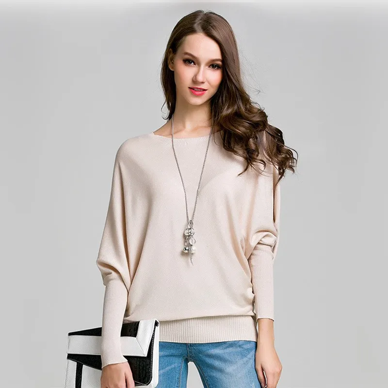 Nice Spring Style Women Round Neck Bat Sleeve Sweaters Fashion Female Hedging Long-sleeved Knit Sweater Women S M
Nice Spring Style Women Round Neck Bat Sleeve Sweaters Fashion Female Hedging Long-sleeved Knit Sweater Women S M