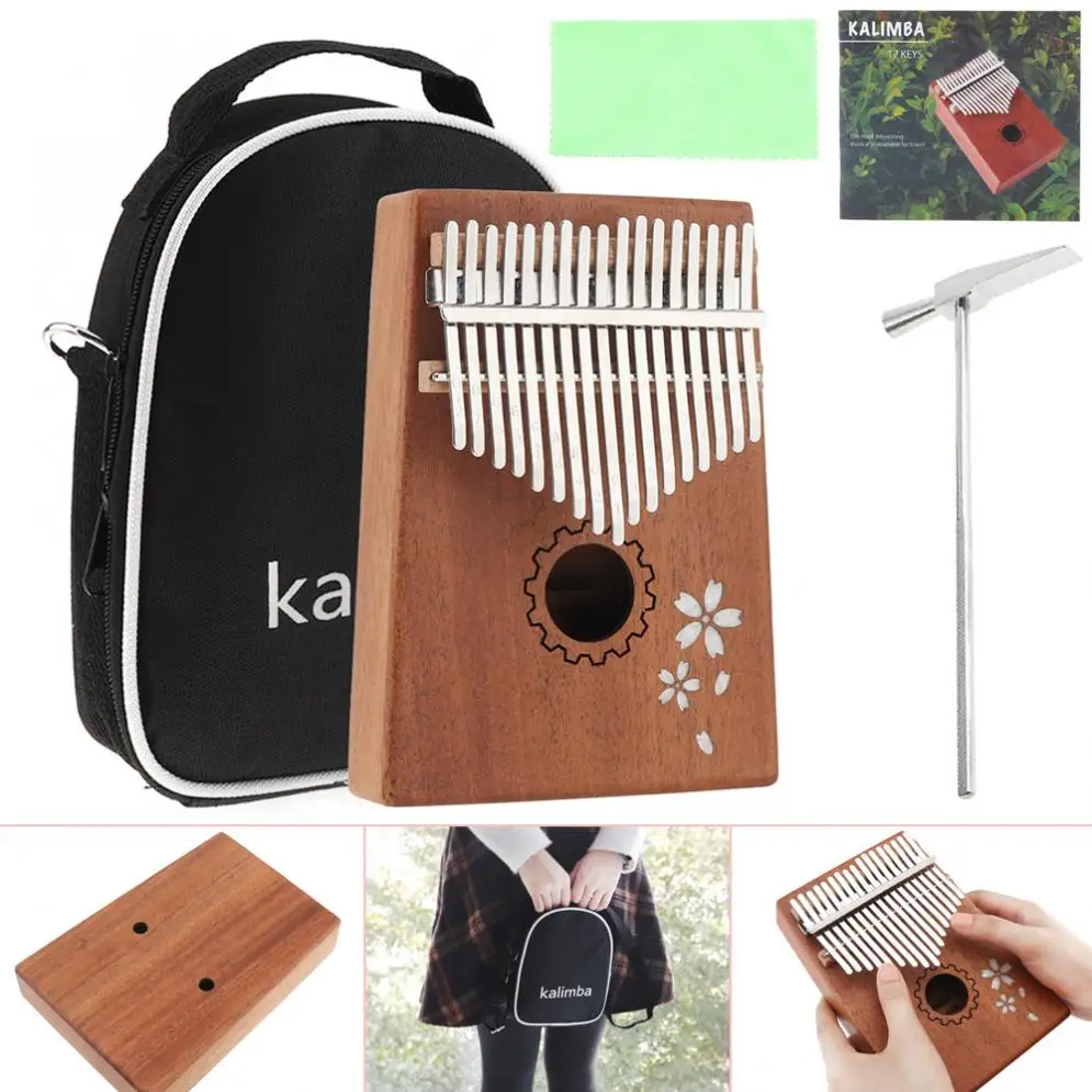 17 Keys Wood Kalimba Single Board Mahogany Sakura Inlay Thumb Piano Set Mbira Mini Keyboard Instrument with Bag
17 Keys Wood Kalimba Single Board Mahogany Sakura Inlay Thumb Piano Set Mbira Mini Keyboard Instrument with Bag