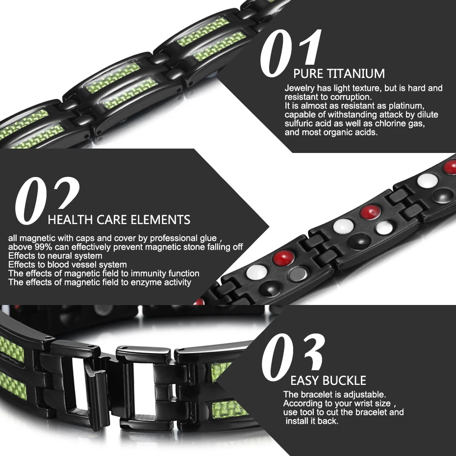 WelMag Men Charm Magnetic Bracelet Homme with Green Carbon Fiber FIR Energy Titanium Bracelets & Bangles Black Wristband 2019
WelMag Men Charm Magnetic Bracelet Homme with Green Carbon Fiber FIR Energy Titanium Bracelets & Bangles Black Wristband 2019