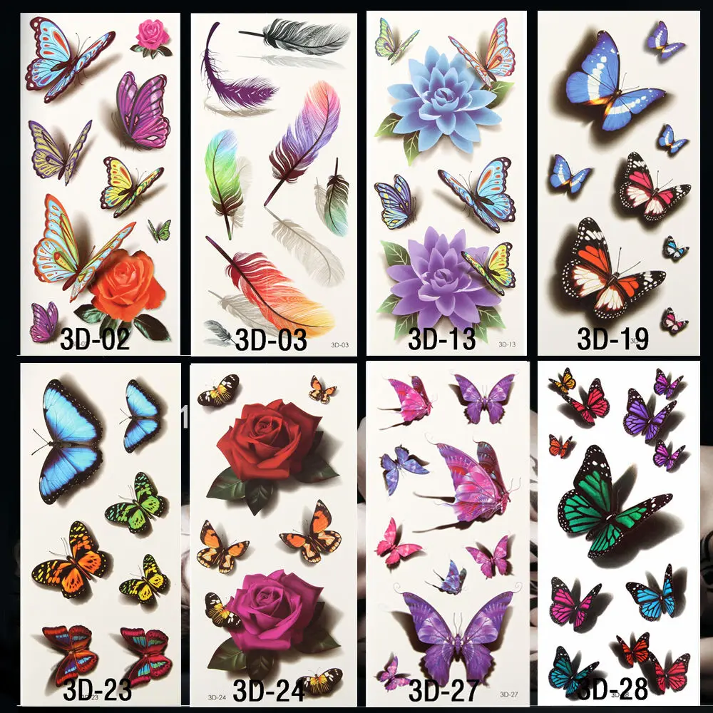 30 листов водонепроницаемые временные тату-рукава Модные бабочки цветы имитация