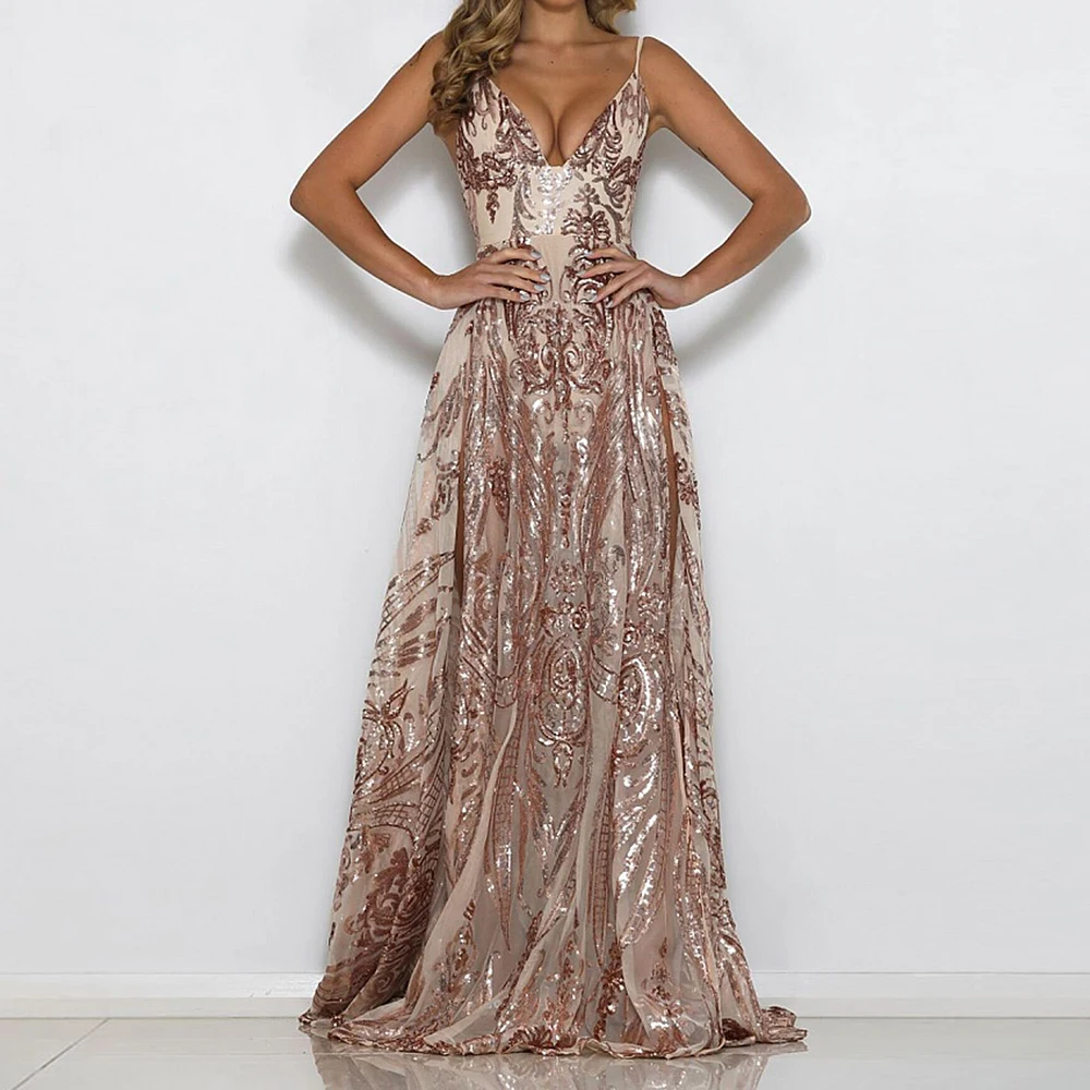 U-SWEAR Sexy Sequined Party Dress Deep V Neck Empire 2 High Splits Floor Length Maxi Dress Transparent Gown Dress Vestidos
U-SWEAR Sexy Sequined Party Dress Deep V Neck Empire 2 High Splits Floor Length Maxi Dress Transparent Gown Dress Vestidos
