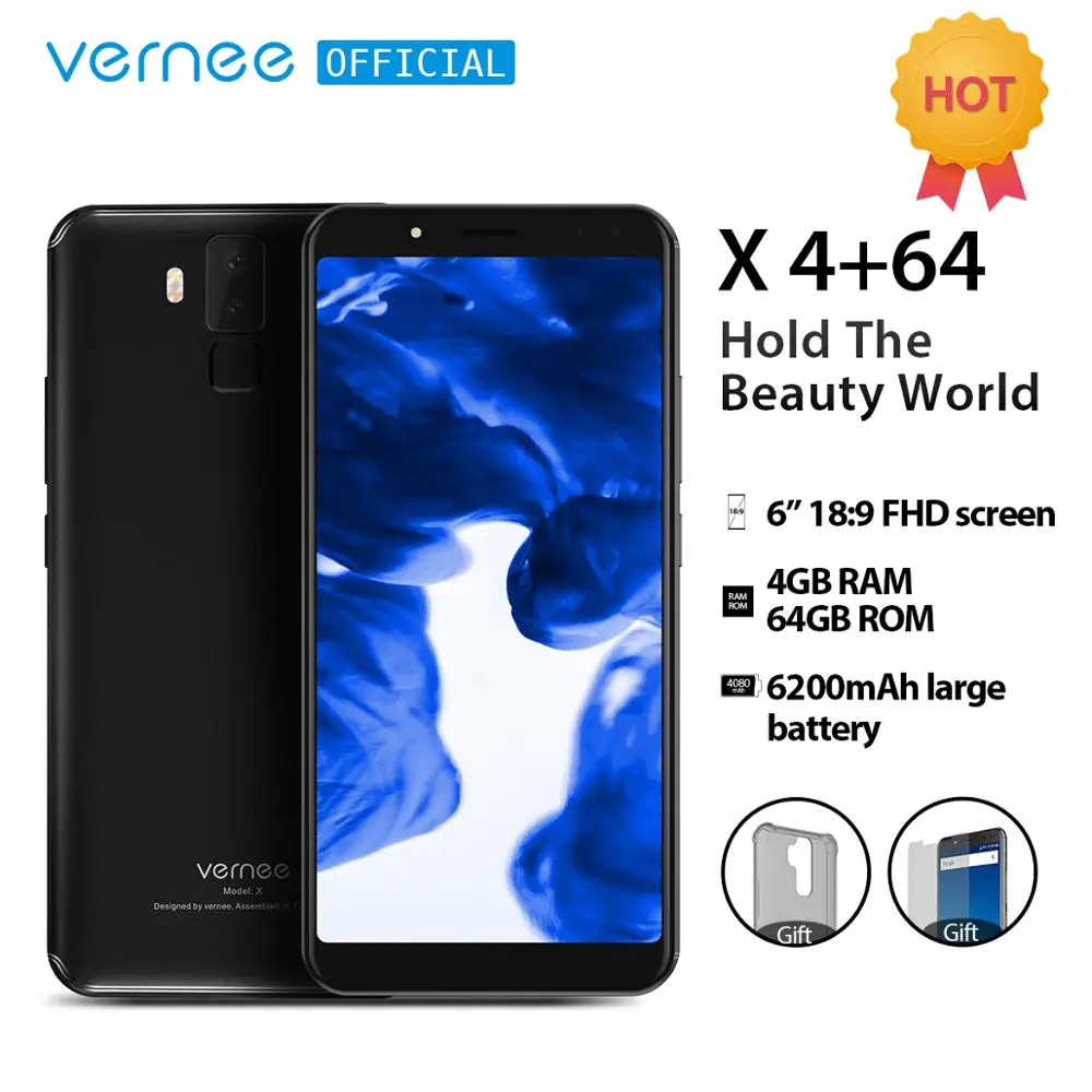 Vernee X 6 0 дюймов 18:9 FHD Full Экран смартфон 4 г LTE Face ID ГБ Оперативная память 64 Встроенная