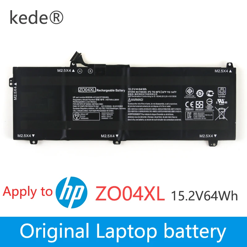 Оригинальный аккумулятор kede для ноутбука ZO04XL 15 2 в 64 Втч HP ZBook Studio G3 808396 421 808450