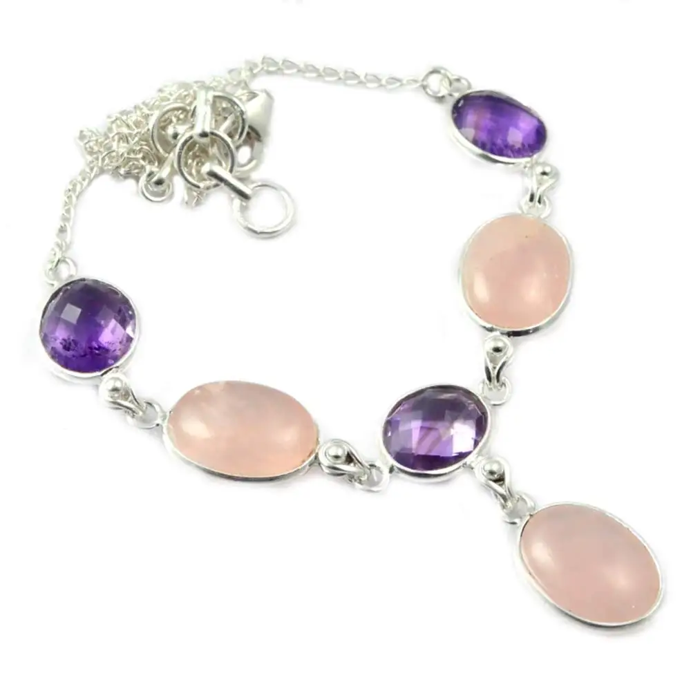 NiaoZaiFei YunZaiKan Nature Rose Quartz & Amethyst Necklace 925 Sterling Silver, 44.5 cm, MHBNE0031
NiaoZaiFei YunZaiKan Nature Rose Quartz & Amethyst Necklace 925 Sterling Silver, 44.5 cm, MHBNE0031