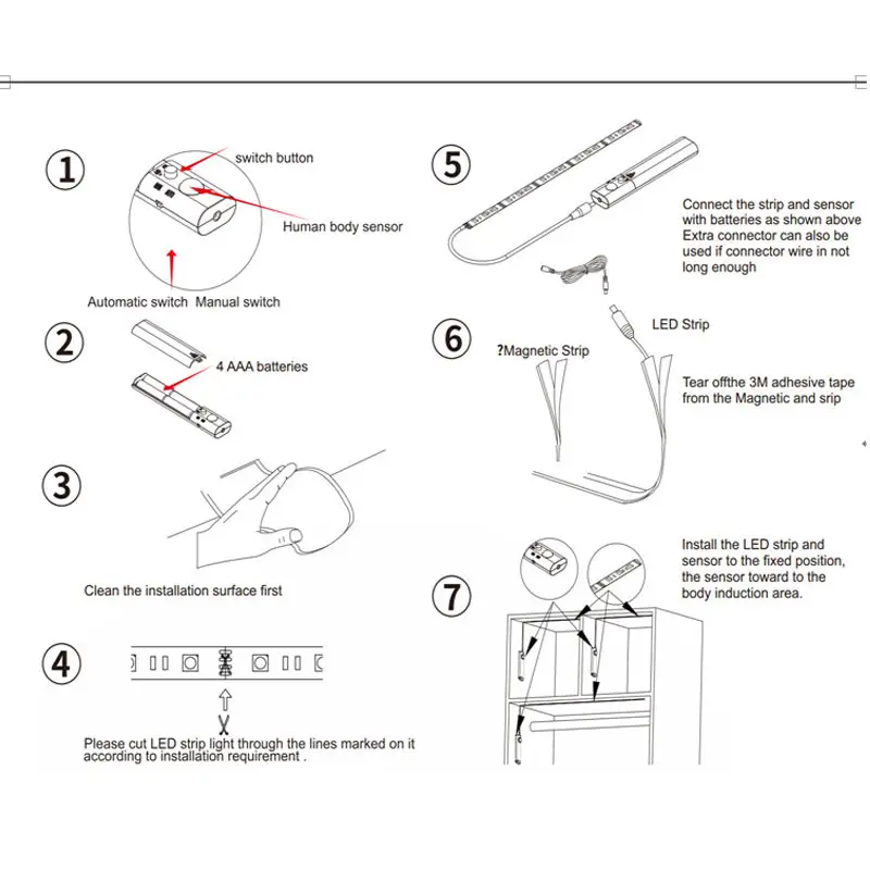 LED Dual Mode Flexible Night Light Strip Motion Sensor Lamp for Bedroom Cabinet Closet GHS99
LED Dual Mode Flexible Night Light Strip Motion Sensor Lamp for Bedroom Cabinet Closet GHS99