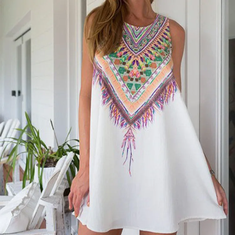 Boho Style Women Dress 2019 Summer Beach Casual Tank Dress Sleeveless O Neck Print Mini dress Sexy Bohemia Sundress vestido
Boho Style Women Dress 2019 Summer Beach Casual Tank Dress Sleeveless O Neck Print Mini dress Sexy Bohemia Sundress vestido