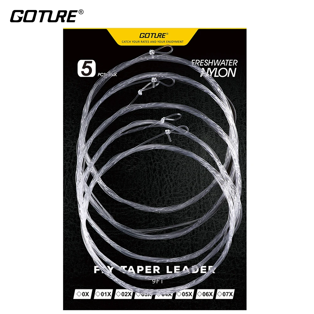 Goture 5Pcs/Bag 2.74M/9FT Freshwater Steelhead/Salmon Nylon Fly Fishing Tapered Leader Line Size 0X-7X 1.8Lbs-16Lbs
Goture 5Pcs/Bag 2.74M/9FT Freshwater Steelhead/Salmon Nylon Fly Fishing Tapered Leader Line Size 0X-7X 1.8Lbs-16Lbs