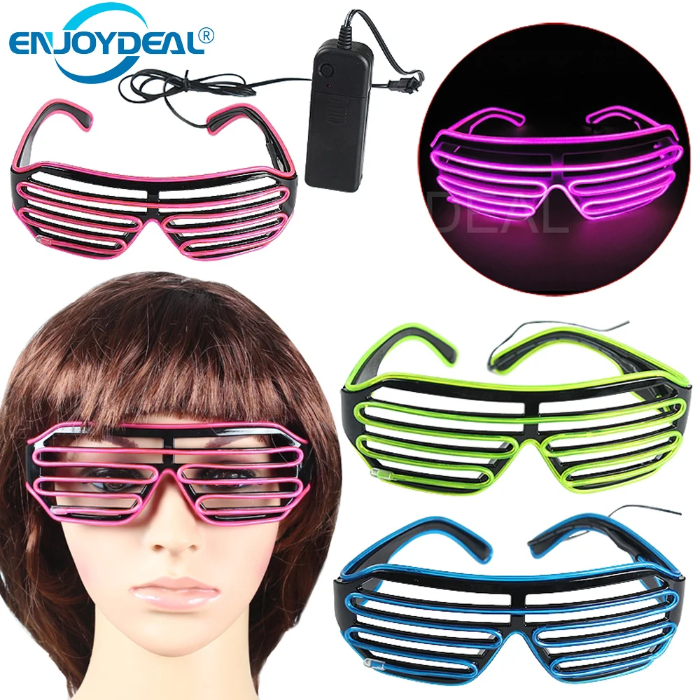 Hot sales EL Glasses EL Wire Fashion Neon LED Light Up Shutter Shaped Glasses Rave Festival Party Decorative Sunglasses
Hot sales EL Glasses EL Wire Fashion Neon LED Light Up Shutter Shaped Glasses Rave Festival Party Decorative Sunglasses