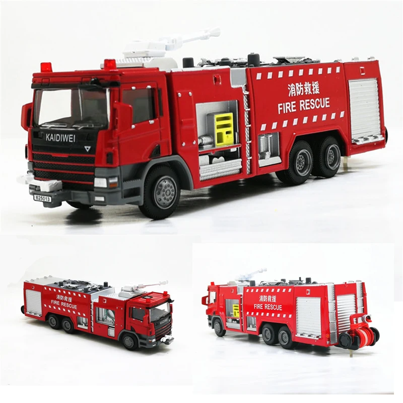 

1:50 Diecast Metal Alloy Kaidiwei Water Fire Engine Car Model Toy Fire Rescue Vehicle Toys For Kids Gifts Toys Collection