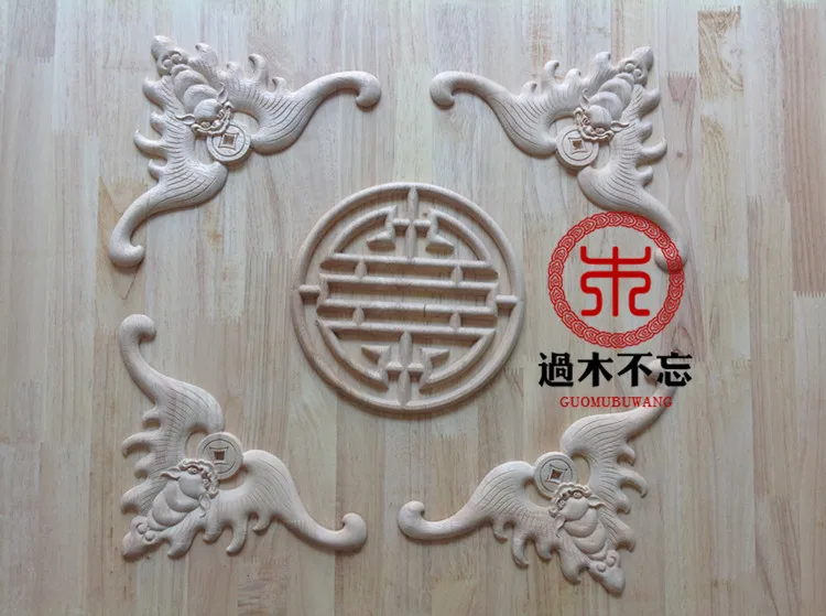 

Don't forget Dongyang wood carving wooden bat Decal five round flower floral longevity decoration central door flower furniture