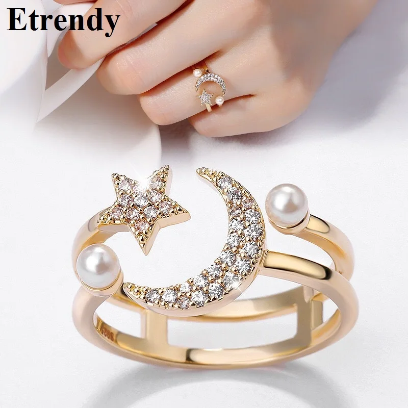 Personality Double Layers Star Moon Ring For Women Jewelry New Wide Statement Rings
Personality Double Layers Star Moon Ring For Women Jewelry New Wide Statement Rings