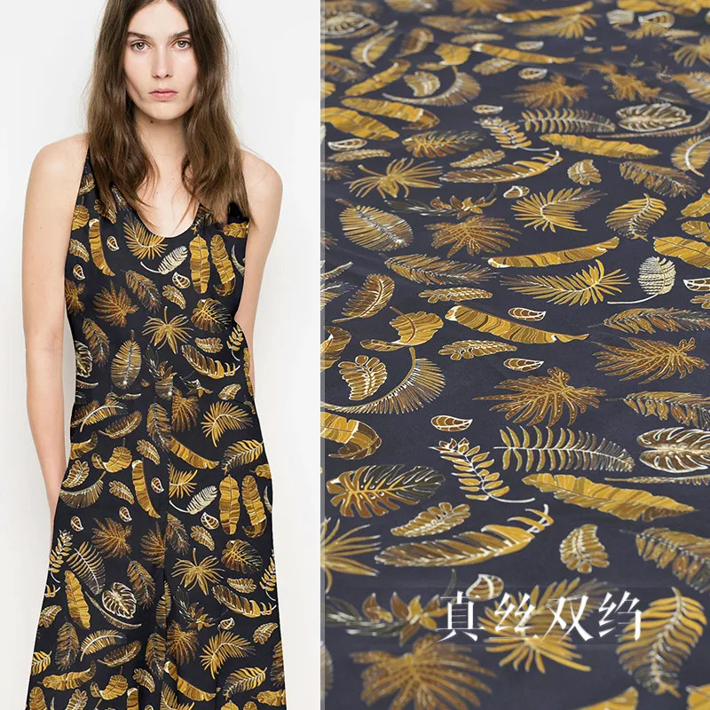 New 16mm Silk crepe de Chine fabric spring and summer silk leaf printing fabric 140cm wide dress shirt cloth anti-wrinkle
New 16mm Silk crepe de Chine fabric spring and summer silk leaf printing fabric 140cm wide dress shirt cloth anti-wrinkle
